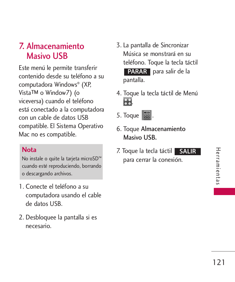 Almacenamiento masivo usb | LG LG8575 User Manual | Page 304 / 382