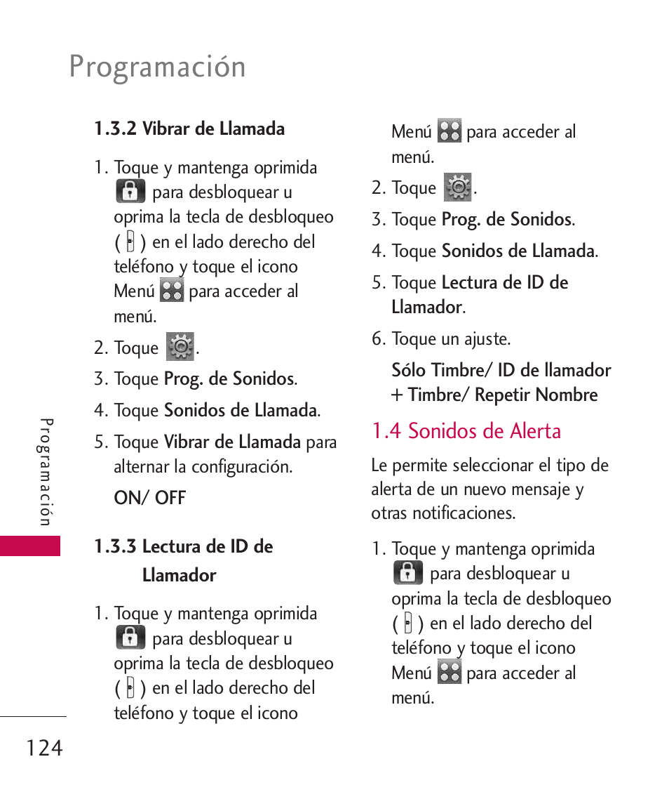 Programación, 4 sonidos de alerta | LG LG8575 User Manual | Page 307 / 382