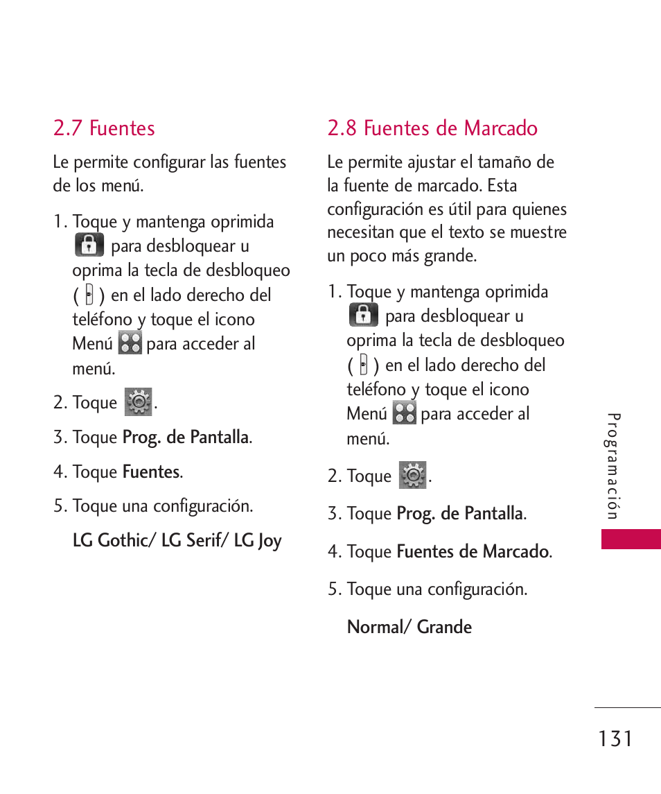 7 fuentes, 8 fuentes de marcado | LG LG8575 User Manual | Page 314 / 382