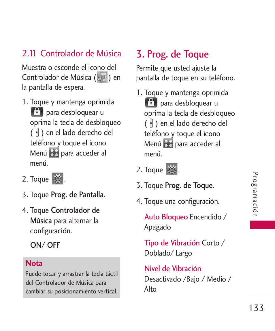 Prog. de toque, 11 controlador de música | LG LG8575 User Manual | Page 316 / 382