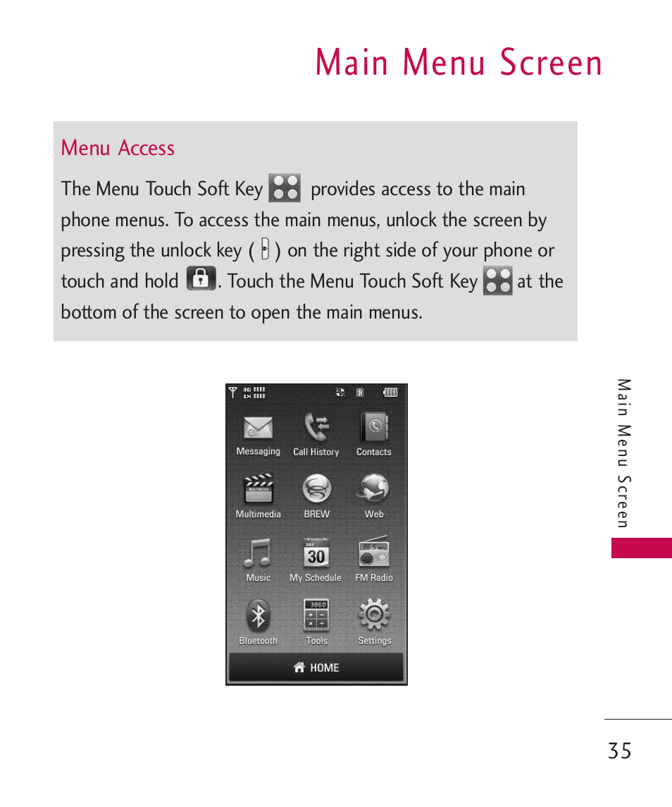 Main menu screen | LG LG8575 User Manual | Page 37 / 382