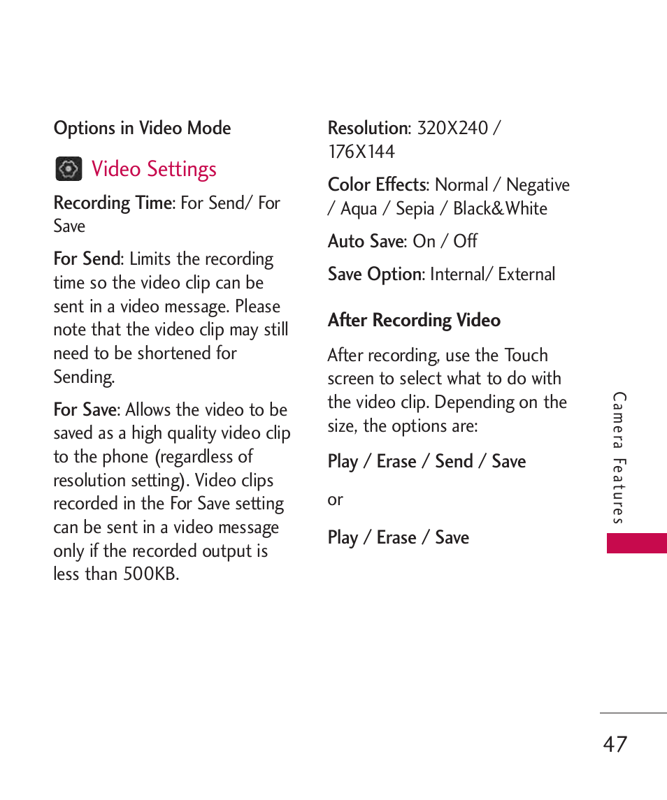 Video settings | LG LG8575 User Manual | Page 49 / 382
