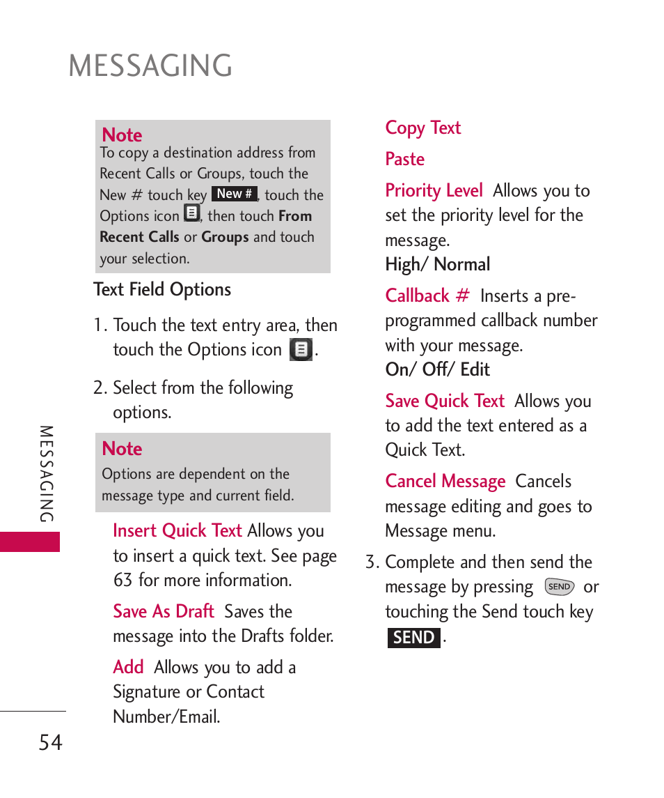 Messaging | LG LG8575 User Manual | Page 56 / 382
