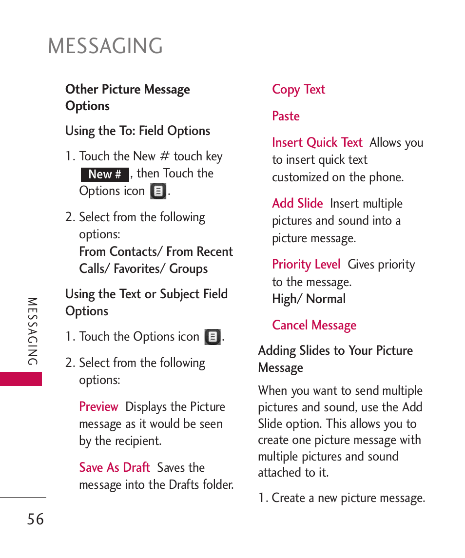 Messaging | LG LG8575 User Manual | Page 58 / 382