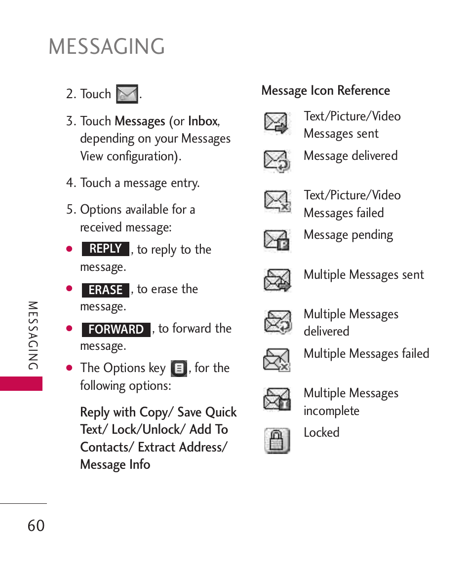 Messaging | LG LG8575 User Manual | Page 62 / 382