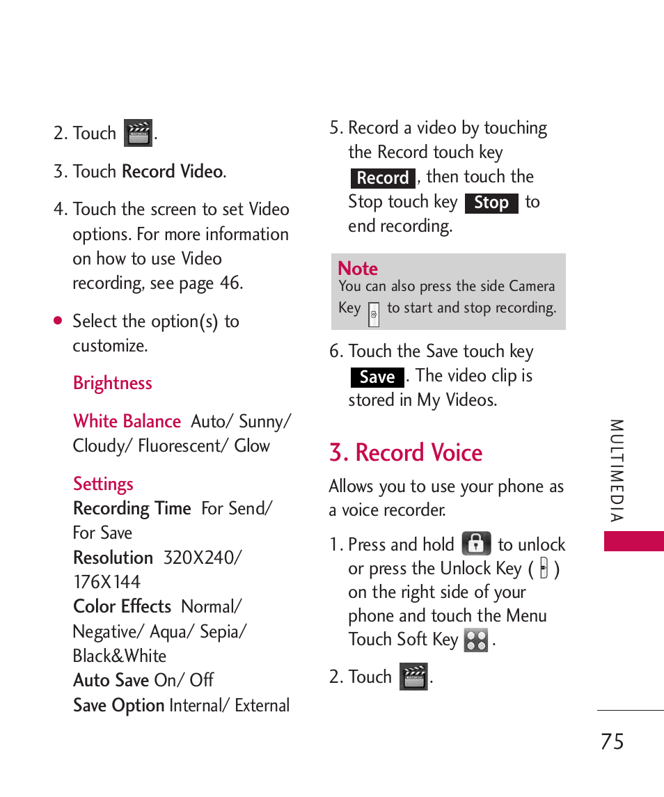 Record voice | LG LG8575 User Manual | Page 77 / 382