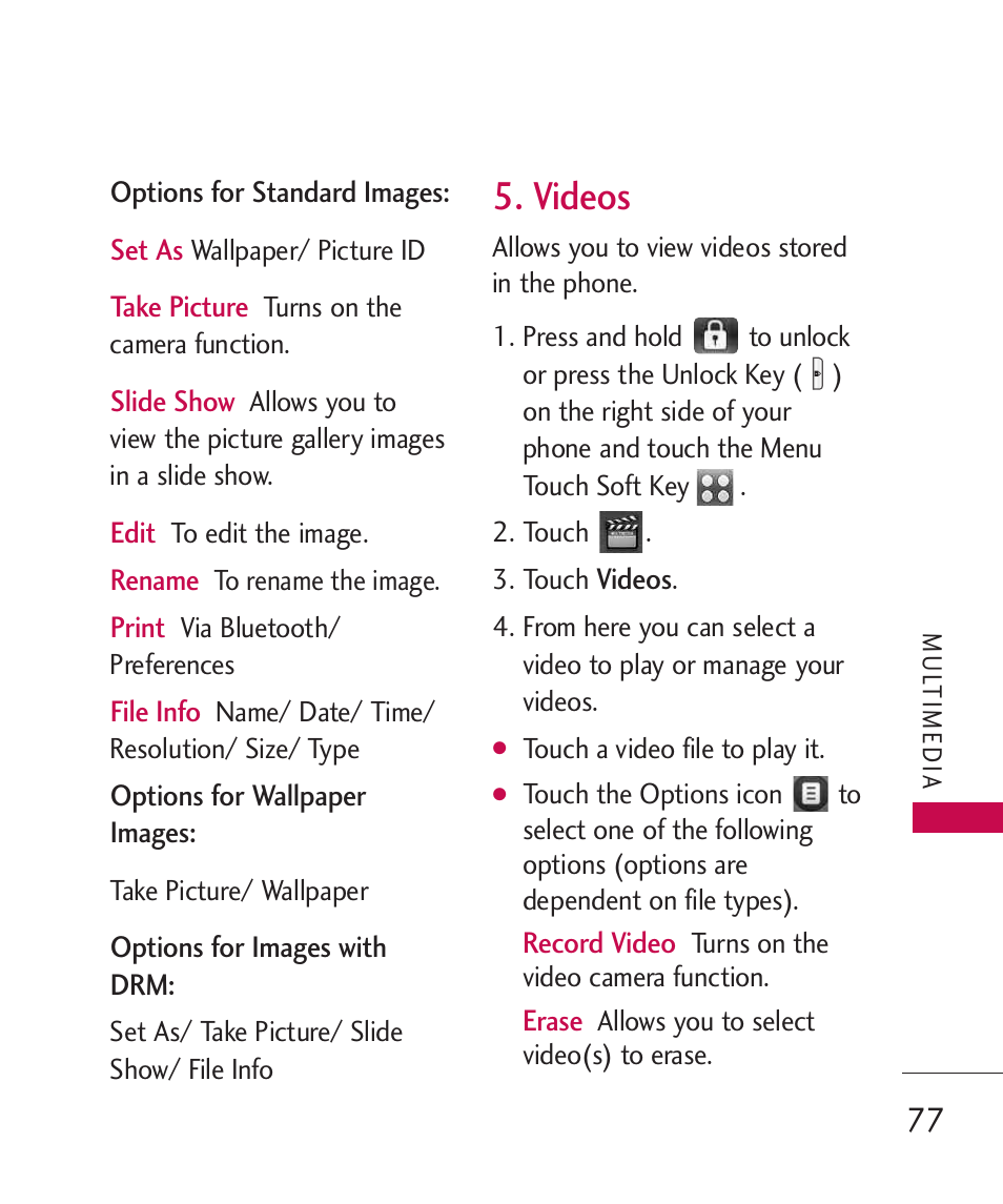 Videos | LG LG8575 User Manual | Page 79 / 382