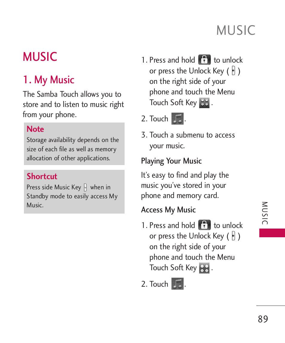 Music, My music | LG LG8575 User Manual | Page 91 / 382