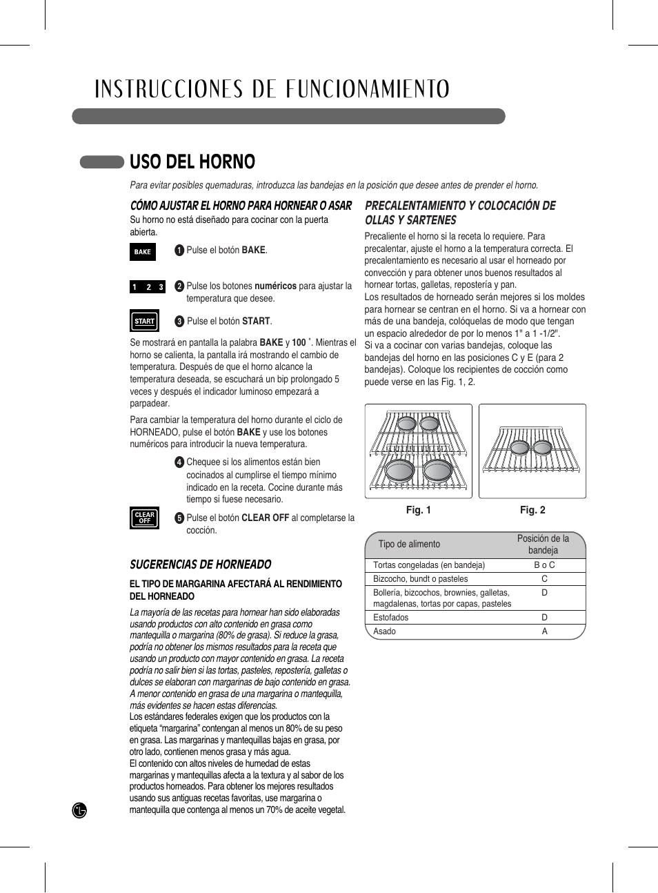 Instrucciones de funcionamiento, Uso del horno | LG LRG3093SB User Manual | Page 52 / 76