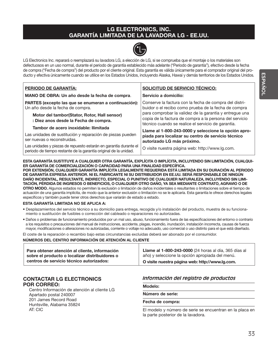 LG WT5101HW User Manual | Page 67 / 68