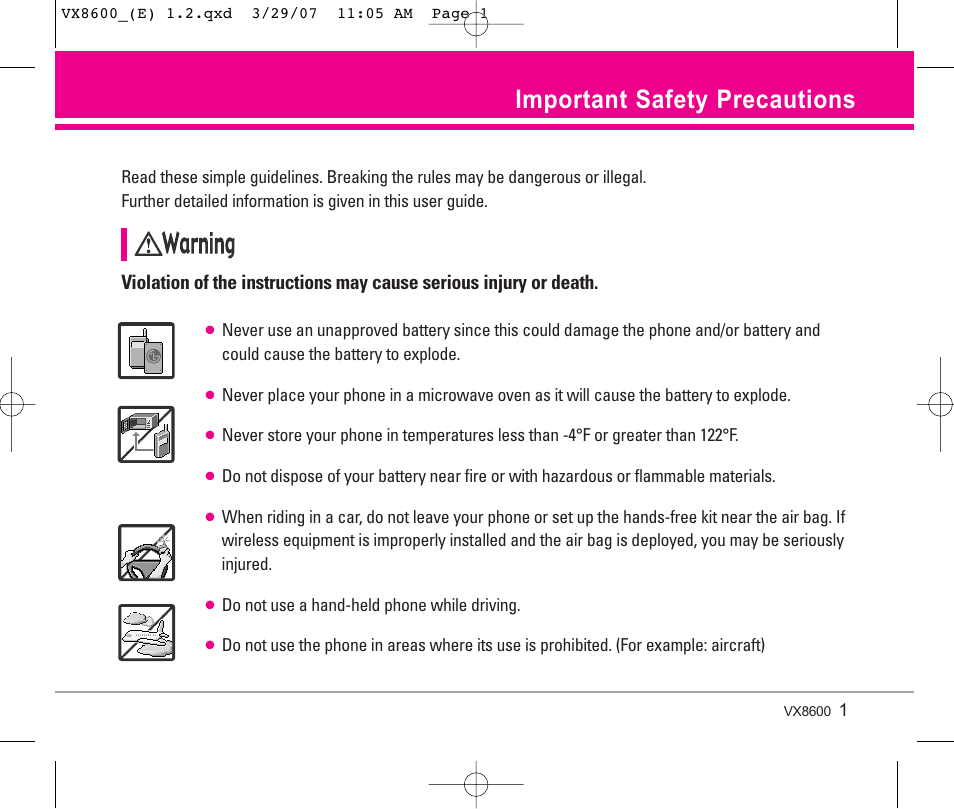 LG VX8600 User Manual | 119 pages