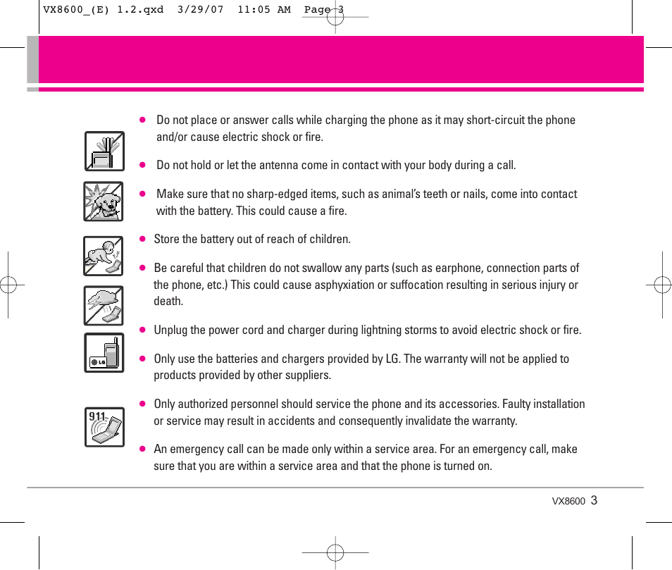 LG VX8600 User Manual | Page 3 / 119