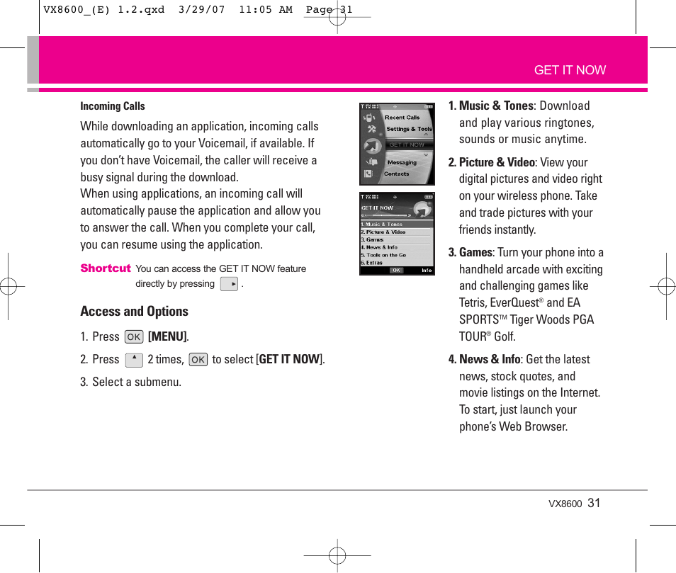 LG VX8600 User Manual | Page 31 / 119