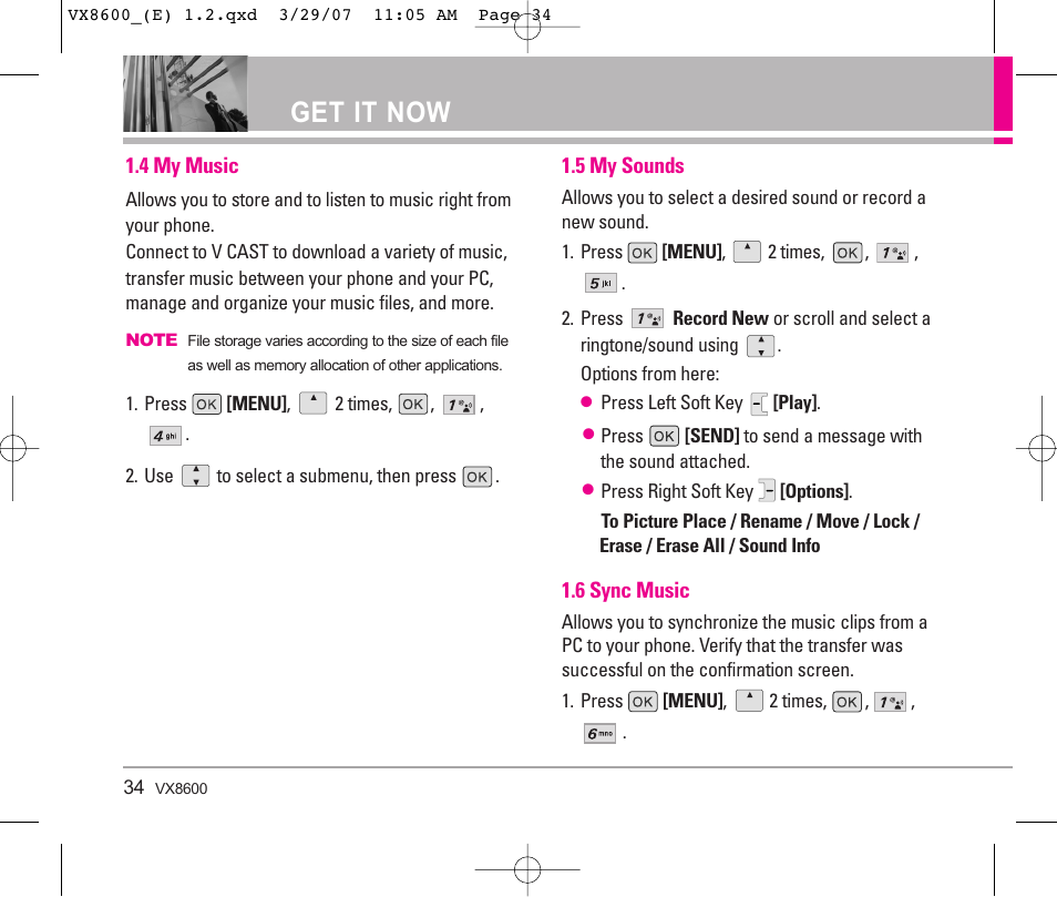 Get it now | LG VX8600 User Manual | Page 34 / 119