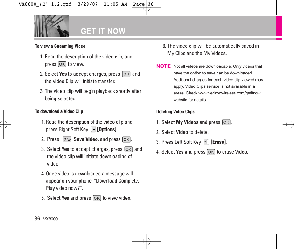 Get it now | LG VX8600 User Manual | Page 36 / 119