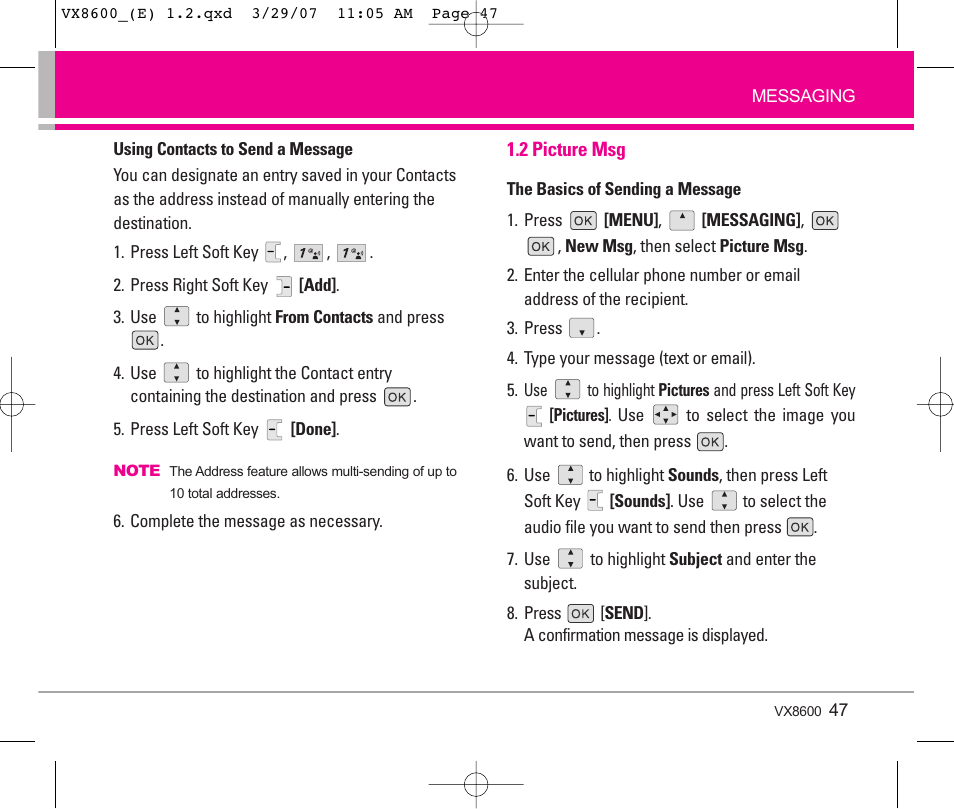 LG VX8600 User Manual | Page 47 / 119