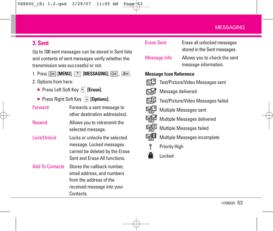 Sent | LG VX8600 User Manual | Page 53 / 119