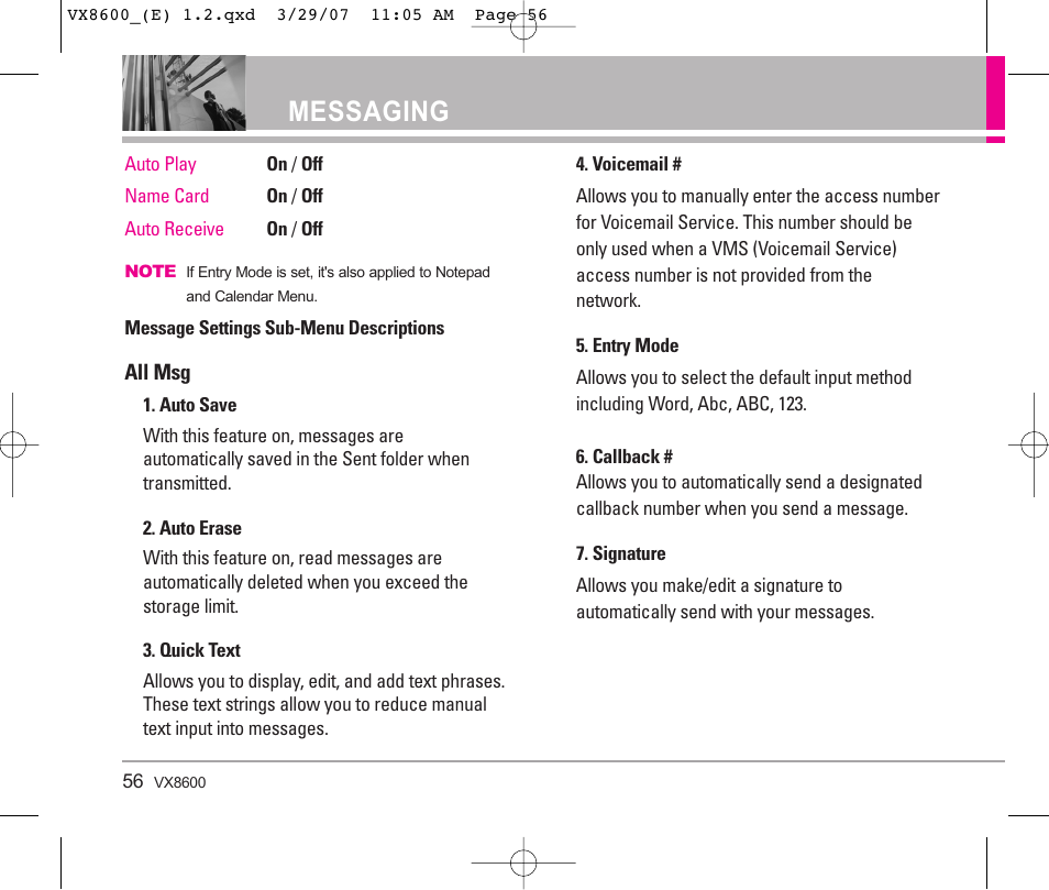 Messaging | LG VX8600 User Manual | Page 56 / 119