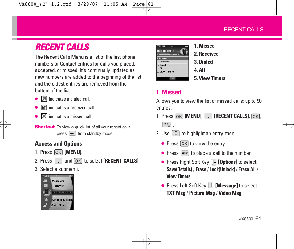 LG VX8600 User Manual | Page 61 / 119