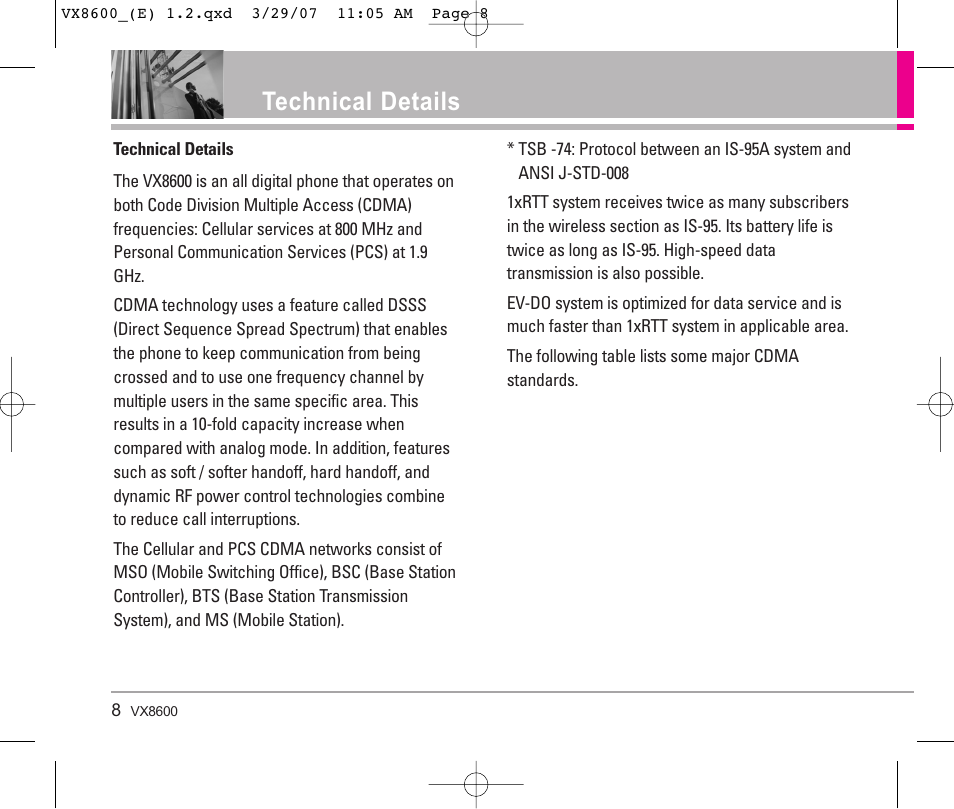 Technical details | LG VX8600 User Manual | Page 8 / 119