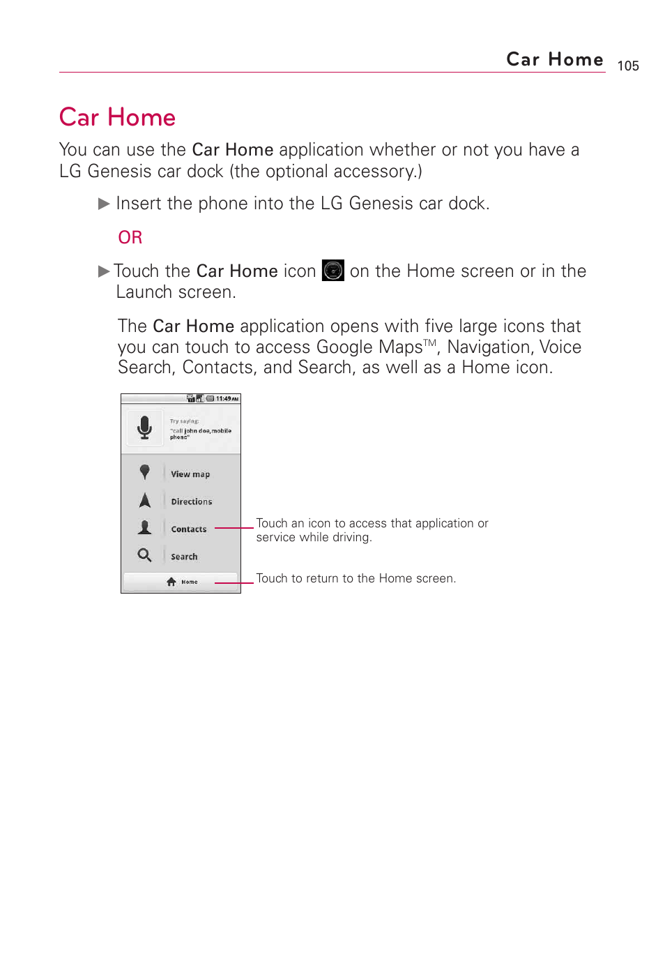 Car home | LG US760 User Manual | Page 107 / 312