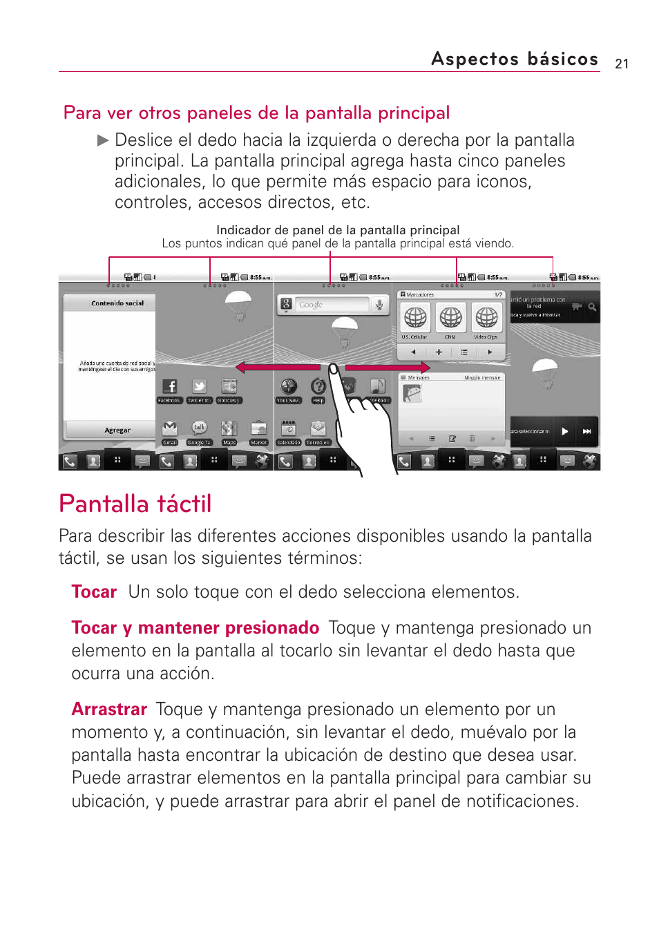 Pantalla táctil | LG US760 User Manual | Page 168 / 312