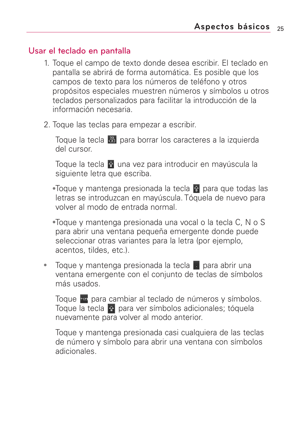 Aspectos básicos usar el teclado en pantalla | LG US760 User Manual | Page 172 / 312