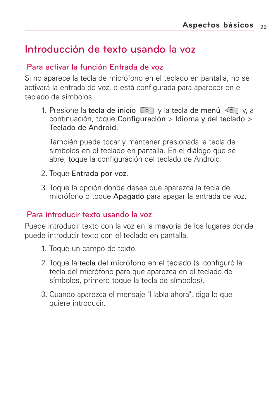 Introducción de texto usando la voz | LG US760 User Manual | Page 176 / 312