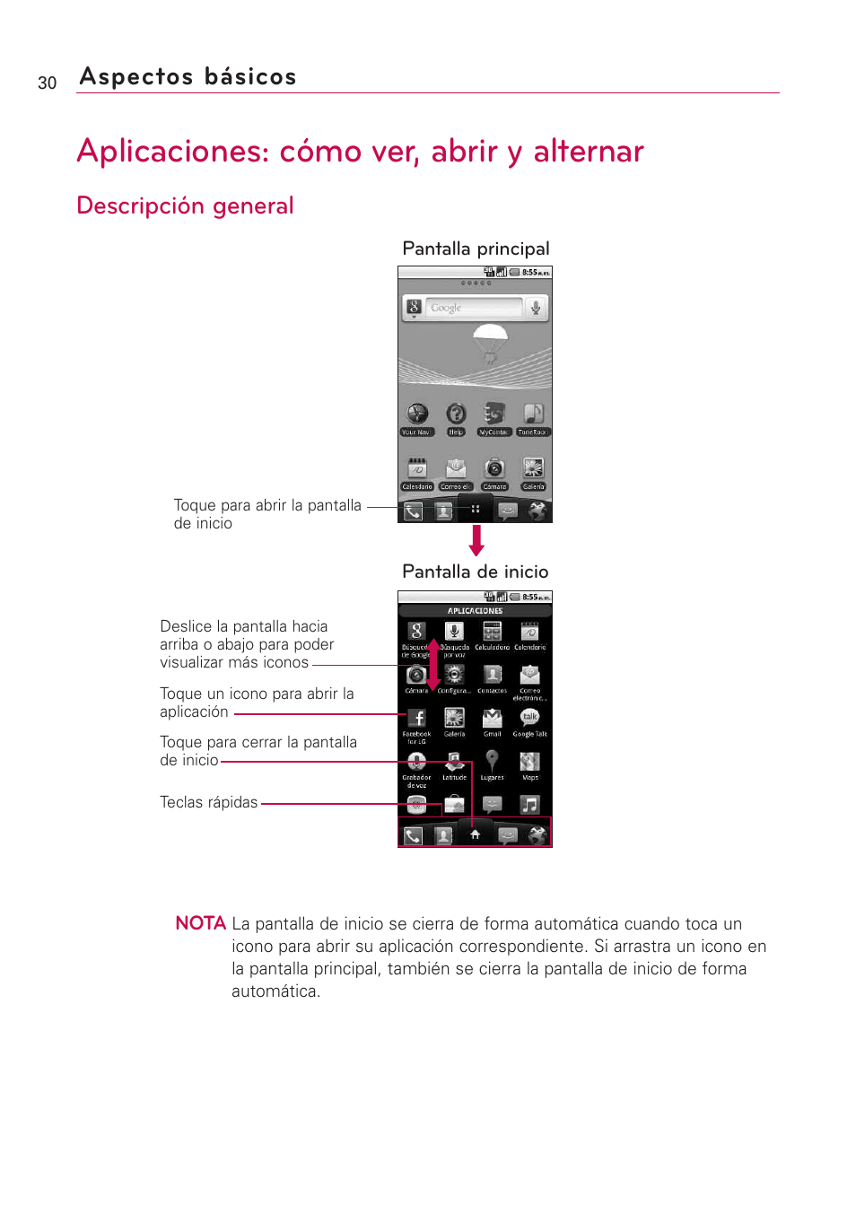 Aplicaciones: cómo ver, abrir y alternar, Aspectos básicos, Descripción general | LG US760 User Manual | Page 177 / 312