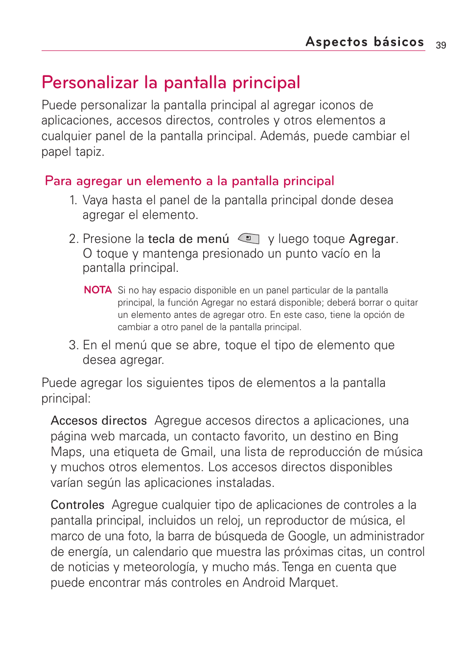 Personalizar la pantalla principal | LG US760 User Manual | Page 186 / 312