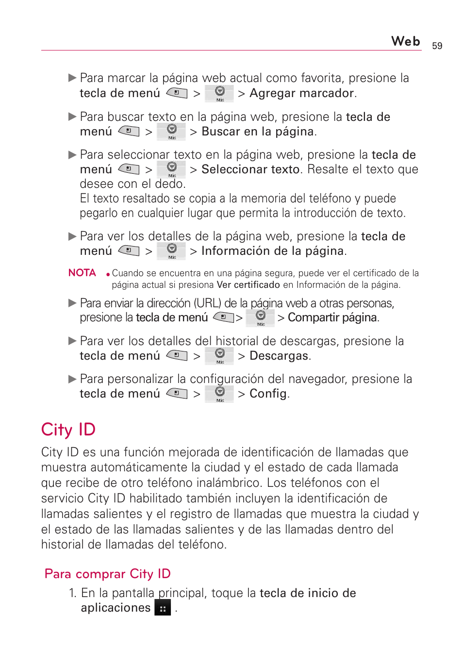 City id, Para comprar city id | LG US760 User Manual | Page 206 / 312