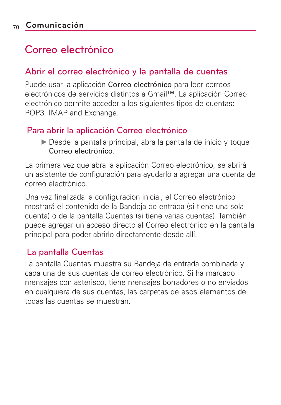 Correo electrónico | LG US760 User Manual | Page 217 / 312