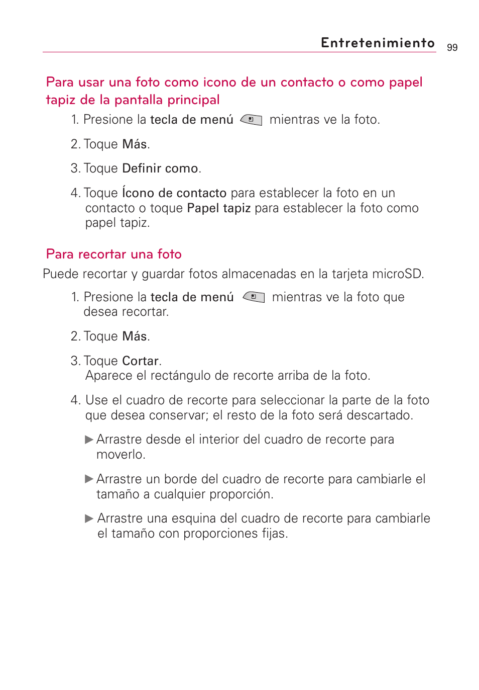 Para recortar una foto | LG US760 User Manual | Page 246 / 312