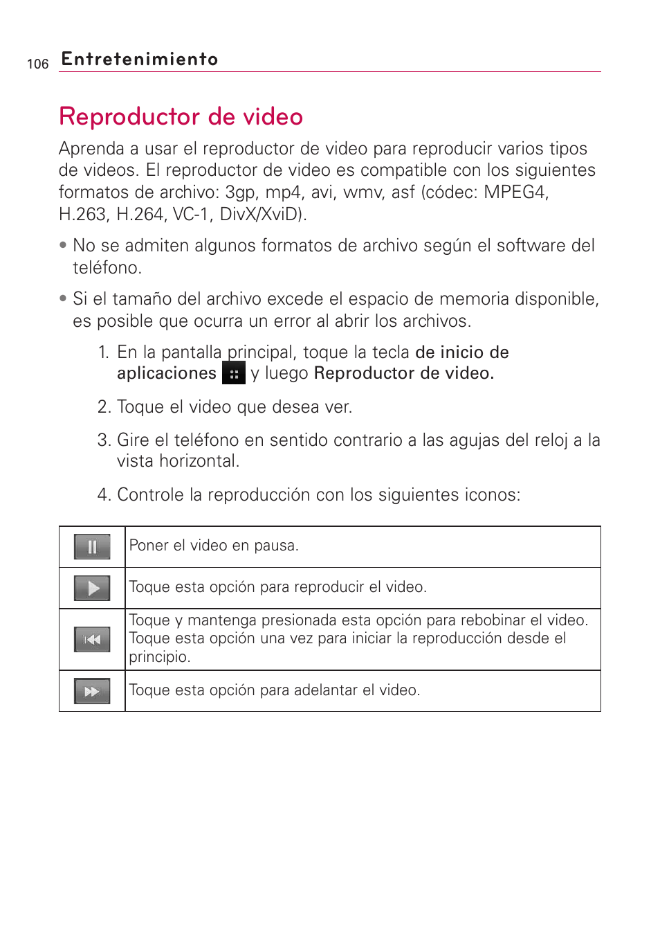 Reproductor de video | LG US760 User Manual | Page 253 / 312