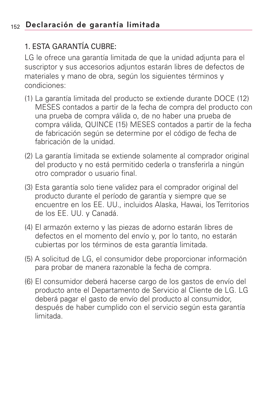 Declaraci? de garant? limi, Declaración de garantía limitada | LG US760 User Manual | Page 299 / 312