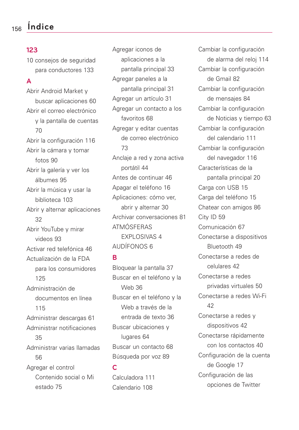 Dice, Índice | LG US760 User Manual | Page 303 / 312