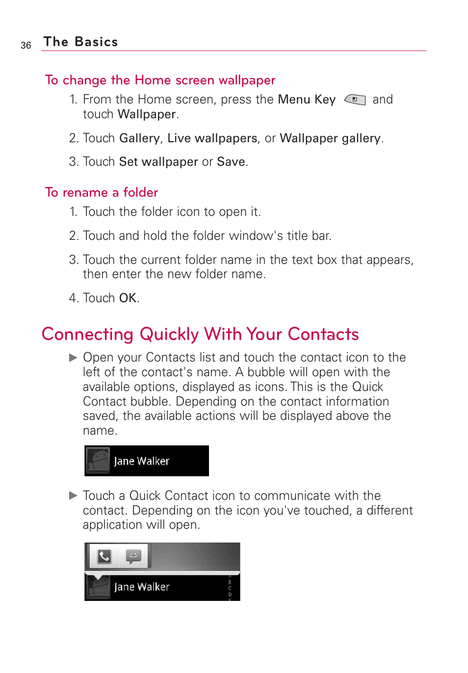 Connecting quickly with your contacts | LG US760 User Manual | Page 38 / 312