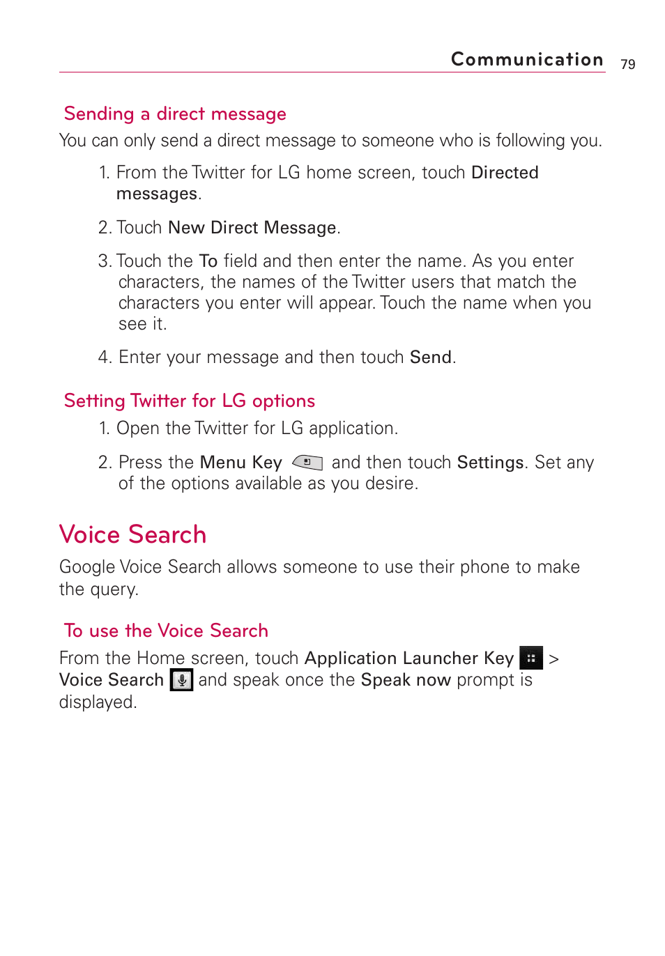 Voice search | LG US760 User Manual | Page 81 / 312