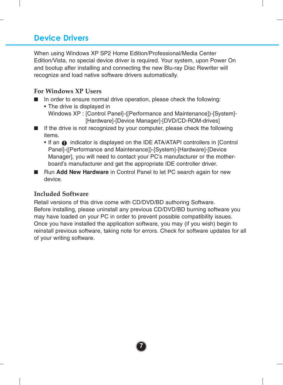 Device drivers | LG BH08LS20 User Manual | Page 10 / 15