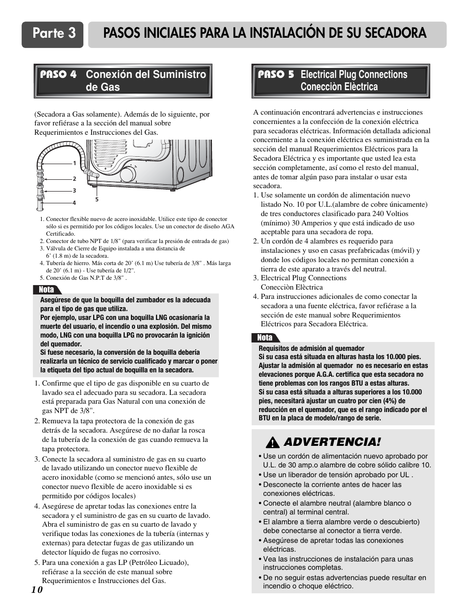 Advertencia | LG DLG6952W User Manual | Page 41 / 62