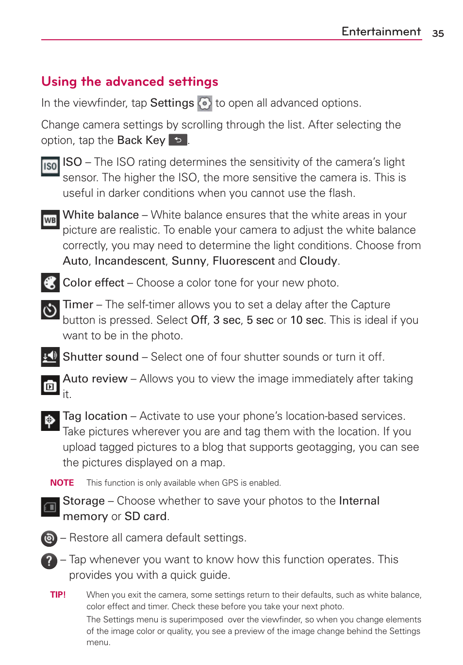 Using the advanced settings, Entertainment | LG LGVS410PP User Manual | Page 37 / 86