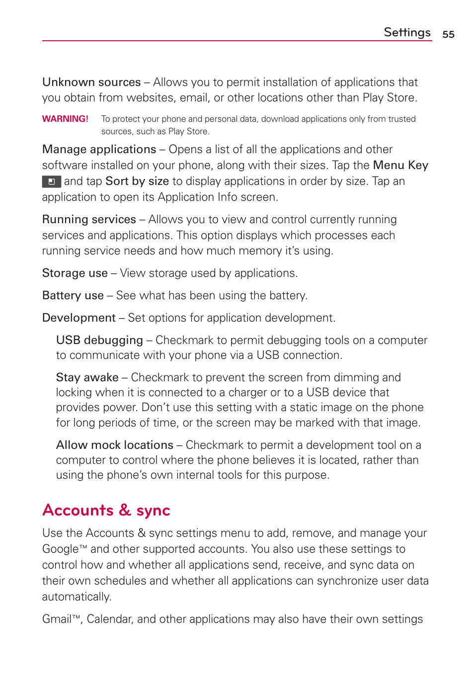 Accounts & sync | LG LGVS410PP User Manual | Page 57 / 86
