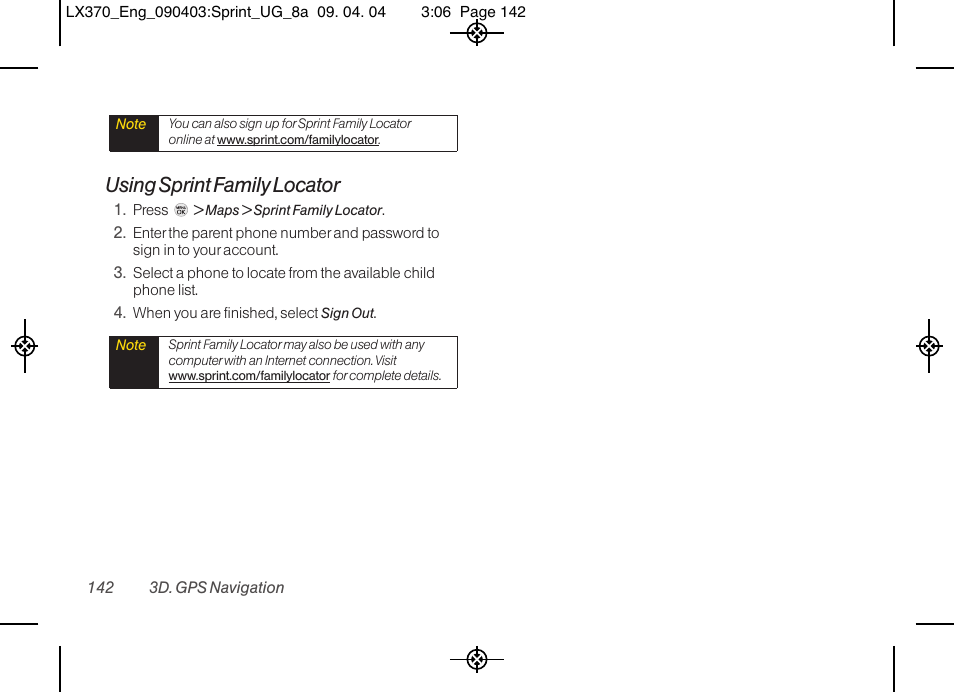 Using sprint family locator | LG LX370 User Manual | Page 156 / 174