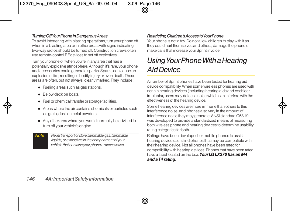 Using your phone with a hearing aid device | LG LX370 User Manual | Page 160 / 174