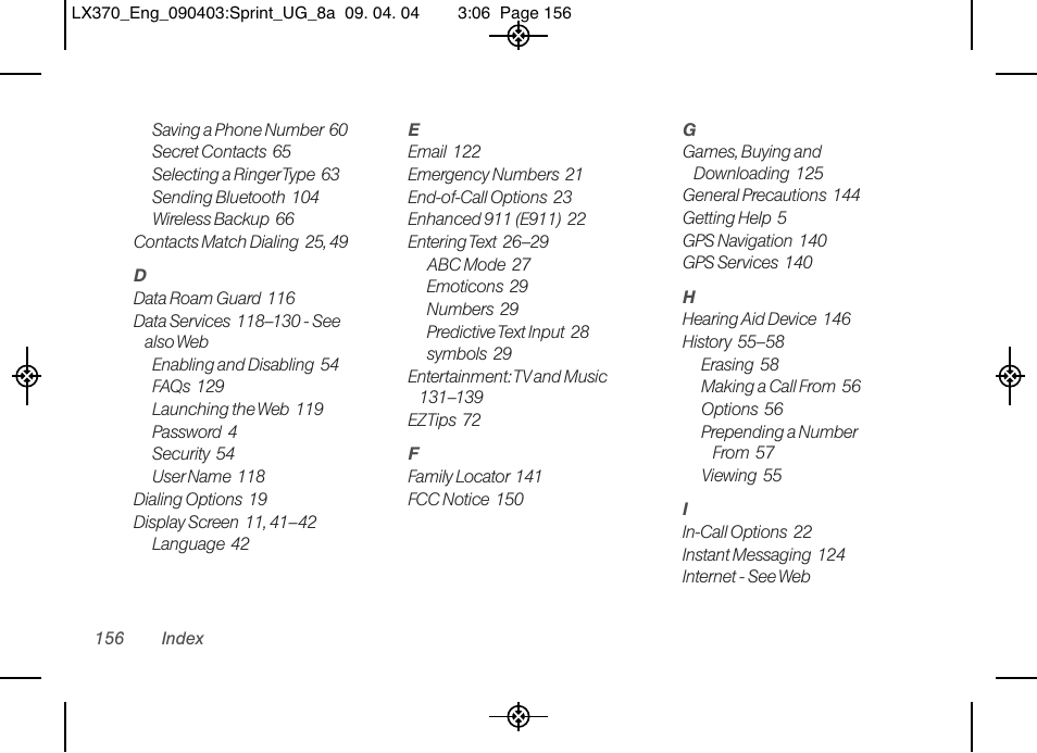 LG LX370 User Manual | Page 170 / 174