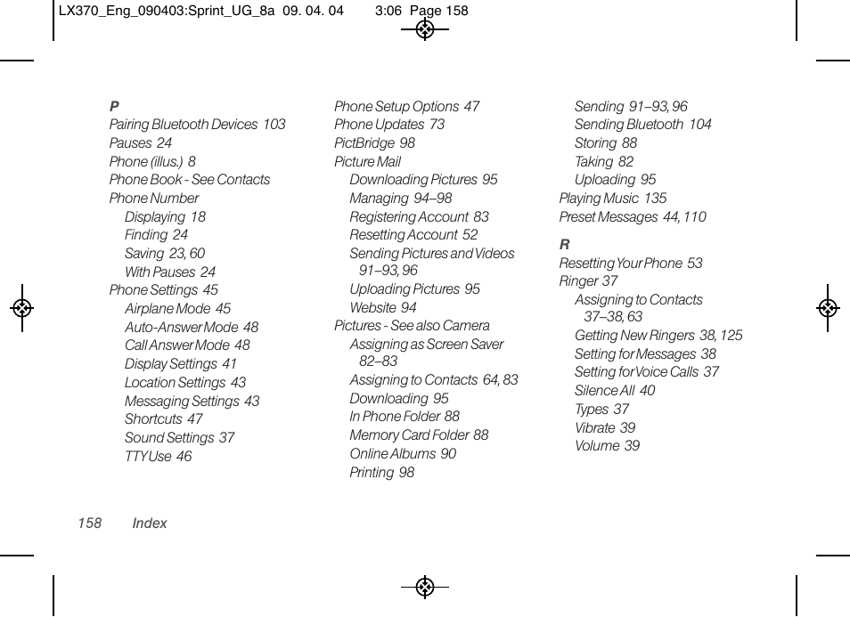 LG LX370 User Manual | Page 172 / 174