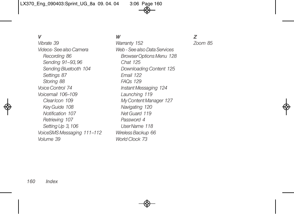 LG LX370 User Manual | Page 174 / 174