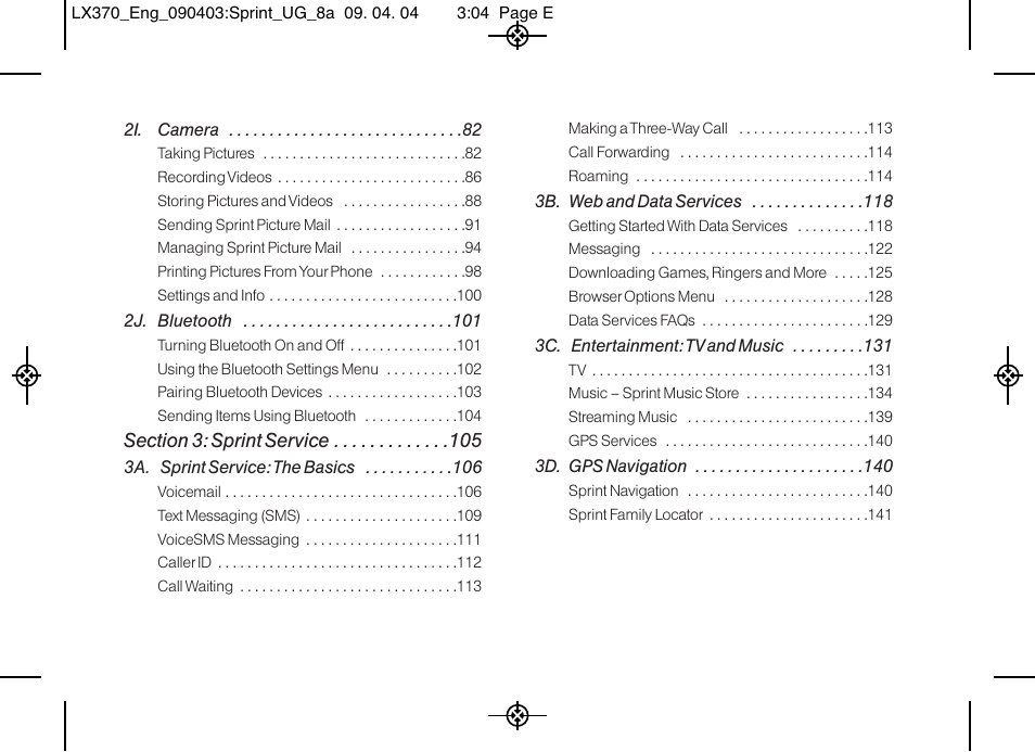 LG LX370 User Manual | Page 5 / 174