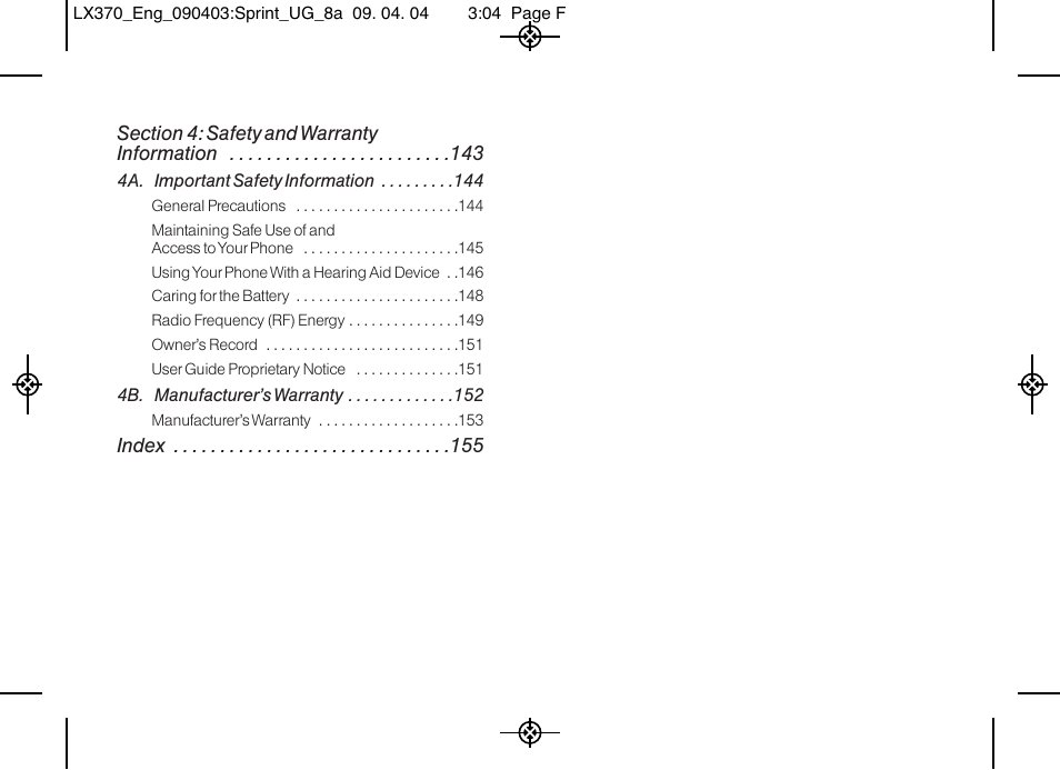 LG LX370 User Manual | Page 6 / 174