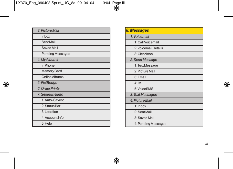 LG LX370 User Manual | Page 9 / 174